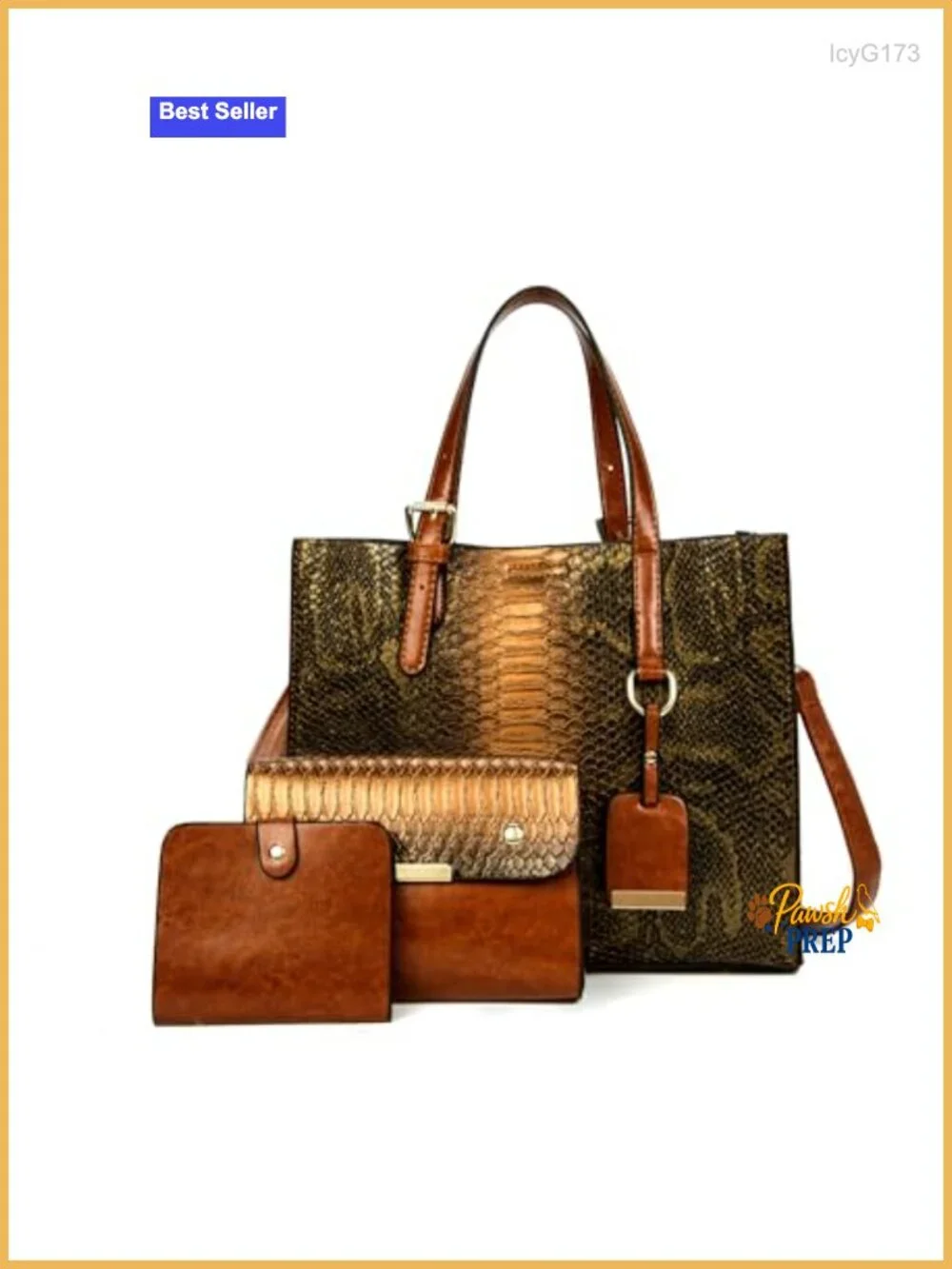 Women's Crocodile Pattern Satchel Handbags Stylish Tote 3 Pcs Set Vegan Leather